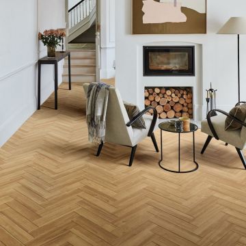 Chene08 14mm Engineered Wood Flooring 14/3 X 90mm Brushed And Oiled Brown - Herringbone