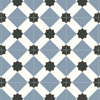 Blue White Designer Effect Vinyl Flooring For LivingRoom, Kitchen, 2.6mm Cushion Backed Vinyl Flooring Sheet