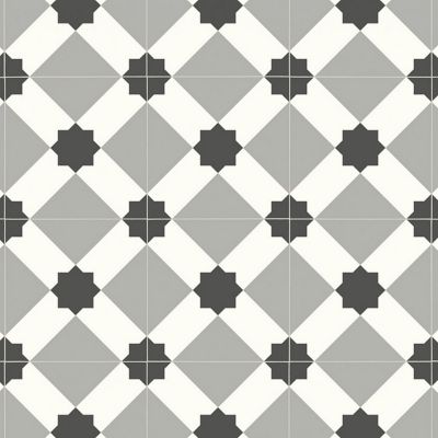 Grey White Designer Effect Vinyl Flooring For LivingRoom, Kitchen, 2.6mm Thick Cushion Backed Vinyl Sheet