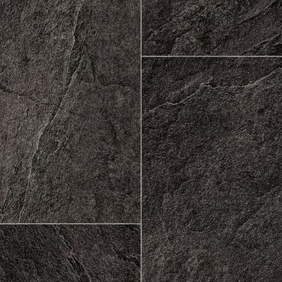 Phoenix Oxford Black Stone Effect Anti-Slip Vinyl Flooring For Kitchen, Bathroom, LivingRoom, 4.50mm Thick Vinyl Sheet