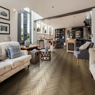 Luvanto Contemporary Design Reclaimed Oak Wood Effect Glue Down Luxury Vinyl Tile - Herringbone(2.5mm LVT) For Domestic & Commercial Use