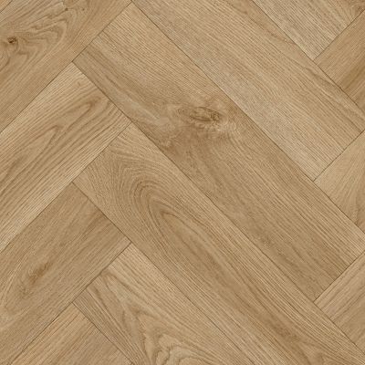Leigh Light Brown 2.4mm Vinyl Flooring Saxon Bay Herringbone Wood Effect Plank For Domestic & Light Office Use