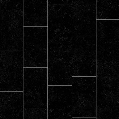 Black Anti-Slip Tile Effect Vinyl Flooring For LivingRoom, Kitchen, 2.0mm Cushion Backed Vinyl Sheet 